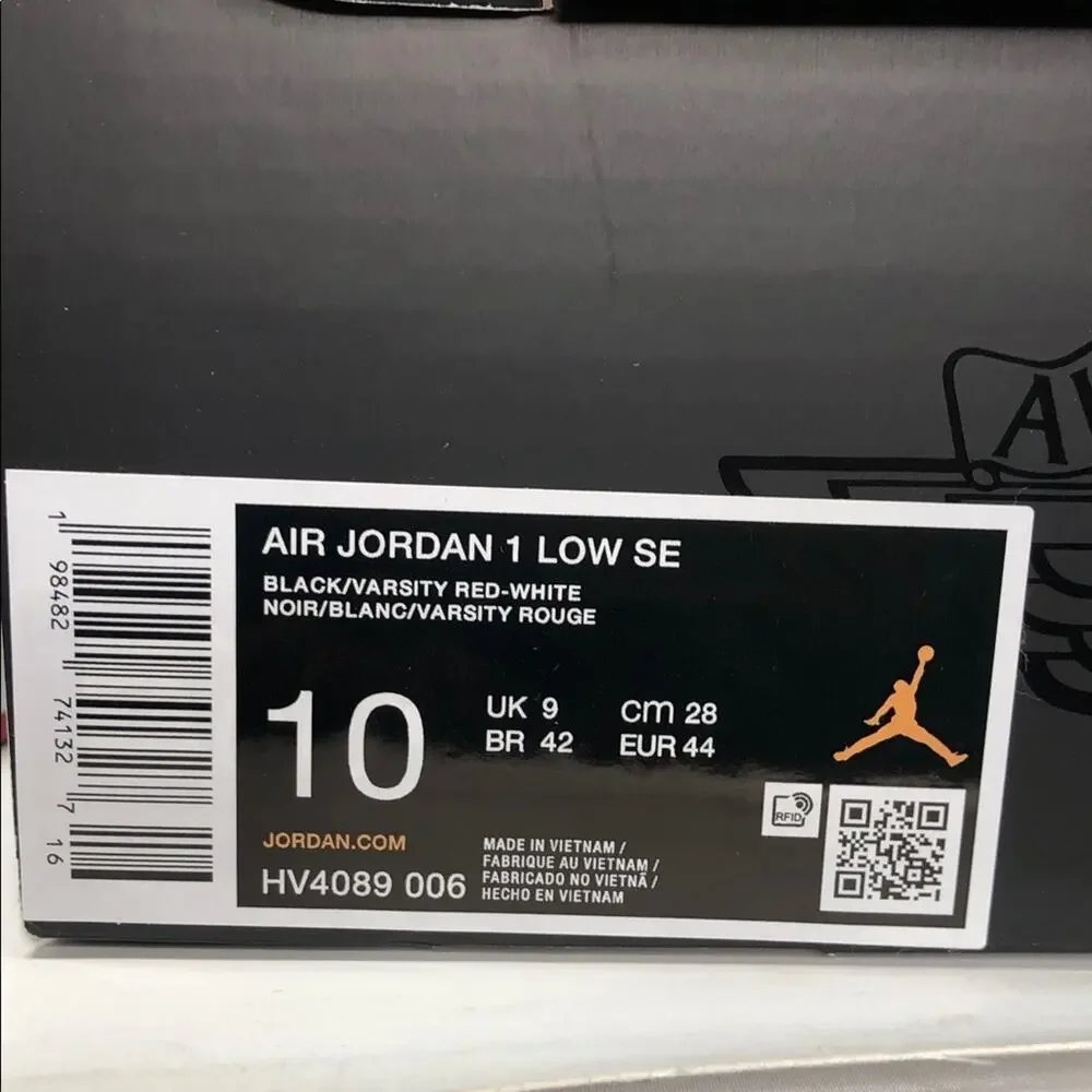 Nike Air Jordan 1 Low SE Patent Bred HV4089-006 Men’s Sneakers - Size 10